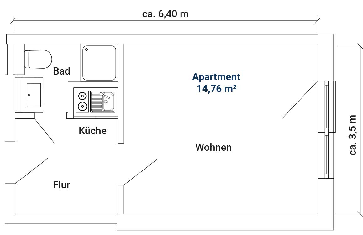 Studentenwohnhweim Landau Wohnbeispiel
